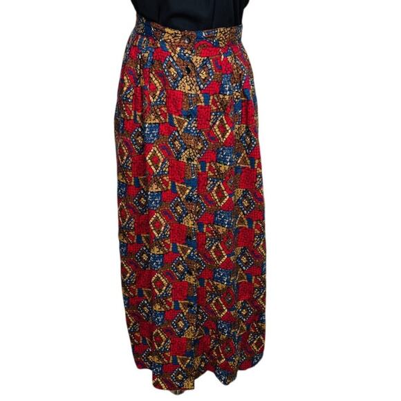 Vintage Maggie Lawrence button front secretary prairie maxi skirt size large L - Picture 1 of 5